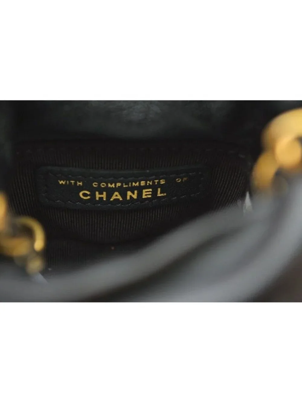 Chanel Chain Shoulder Bag Mini Cube Quilted Lambskin Black Gold